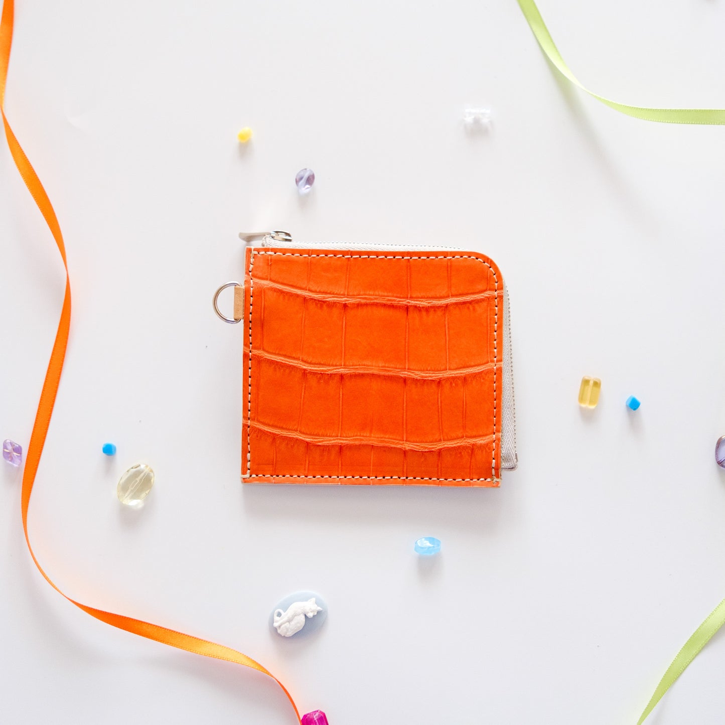 【kさま専用】ファーストウォレット クロコダイル ／ オランジュ× グレー