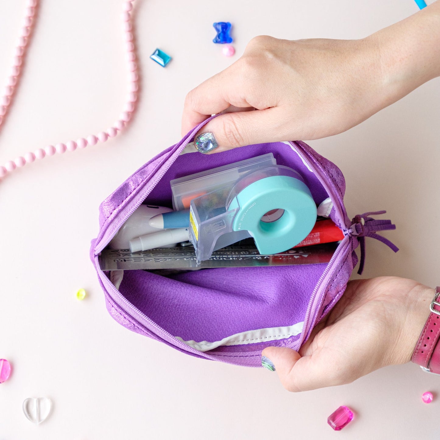 mememe!ペンケース　ラメパープル