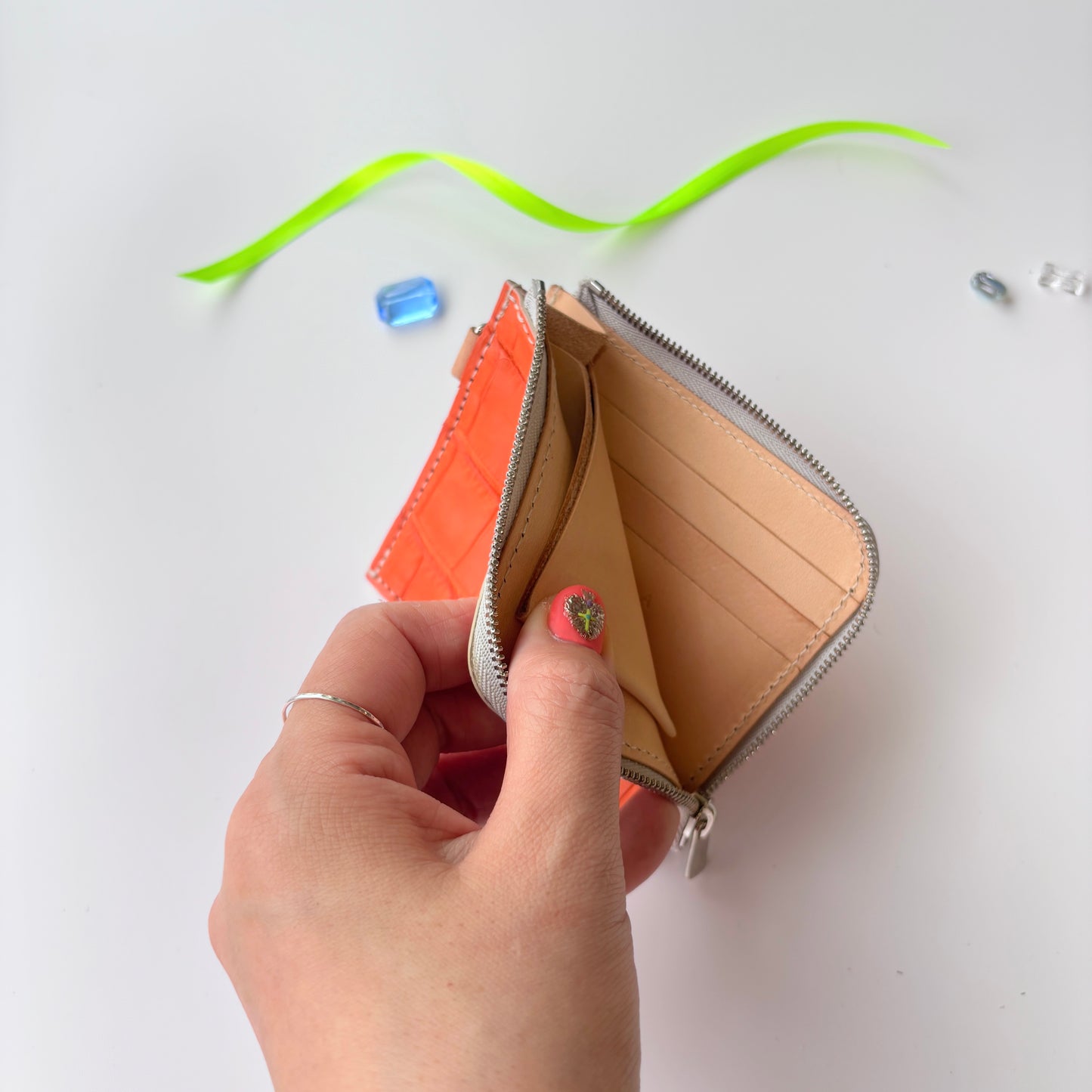 【kさま専用】ファーストウォレット クロコダイル ／ オランジュ× グレー